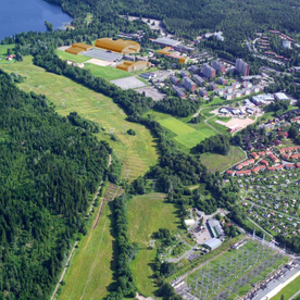 Modell / fotomontasje av framtidig utbygging på Norges Idrettshøgskole